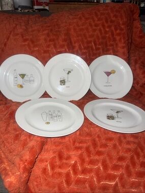 Signature Housewares Ursula Dodge Martini Cocktail Appetizer Salad Plates Set of
